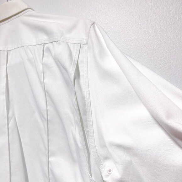 Mens uniform long sleeve shirt zip closure button down L White - Picture 11 of 15